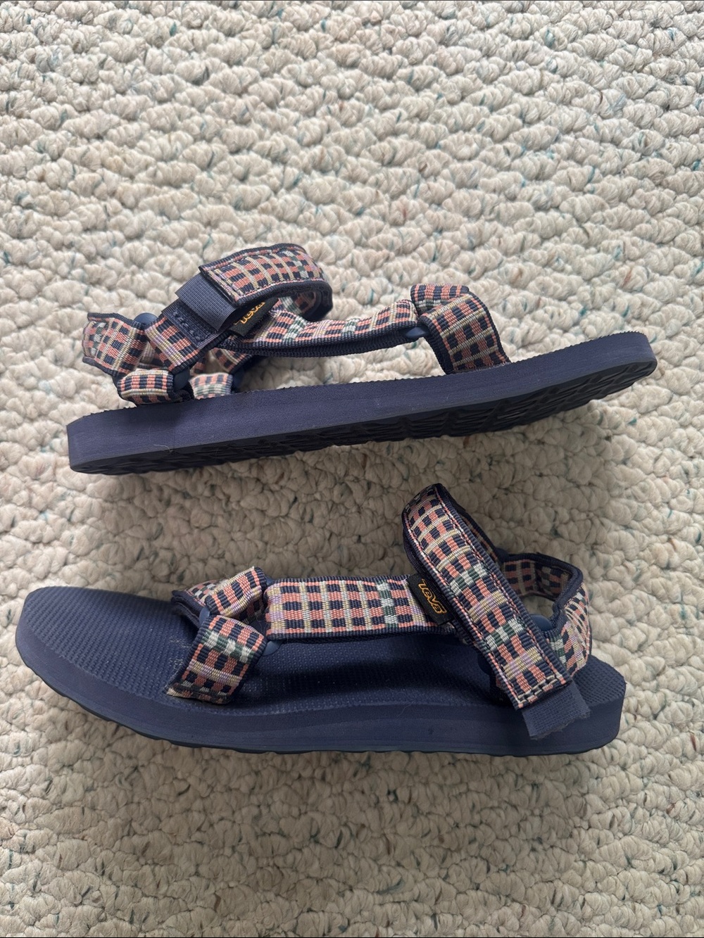 Teva Multicolor Checkered Strap Sandals in Navy